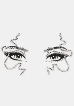 X_My Glitter Boutique Silver Squiggly Rhinestone Face Gems