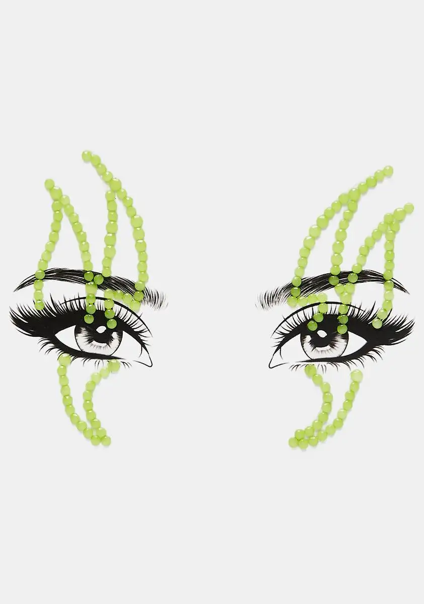 X_My Glitter Boutique Green Flame On Rhinestone Face Gems 1 X_My Glitter Boutique Green Flame On Rhinestone Face Gems