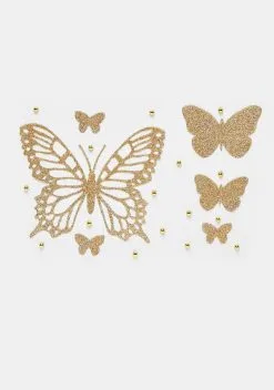X_My Glitter Boutique Gold Glitter Butterfly Face & Body Stickers